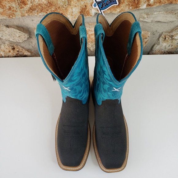 Twisted X Work Boots Alloy Toe Women Size 8.5 B Turquoise Aqua Charcoal WXBA001 - Picture 13 of 16
